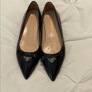 Prada Patent Leather Pointed Ballet Flats